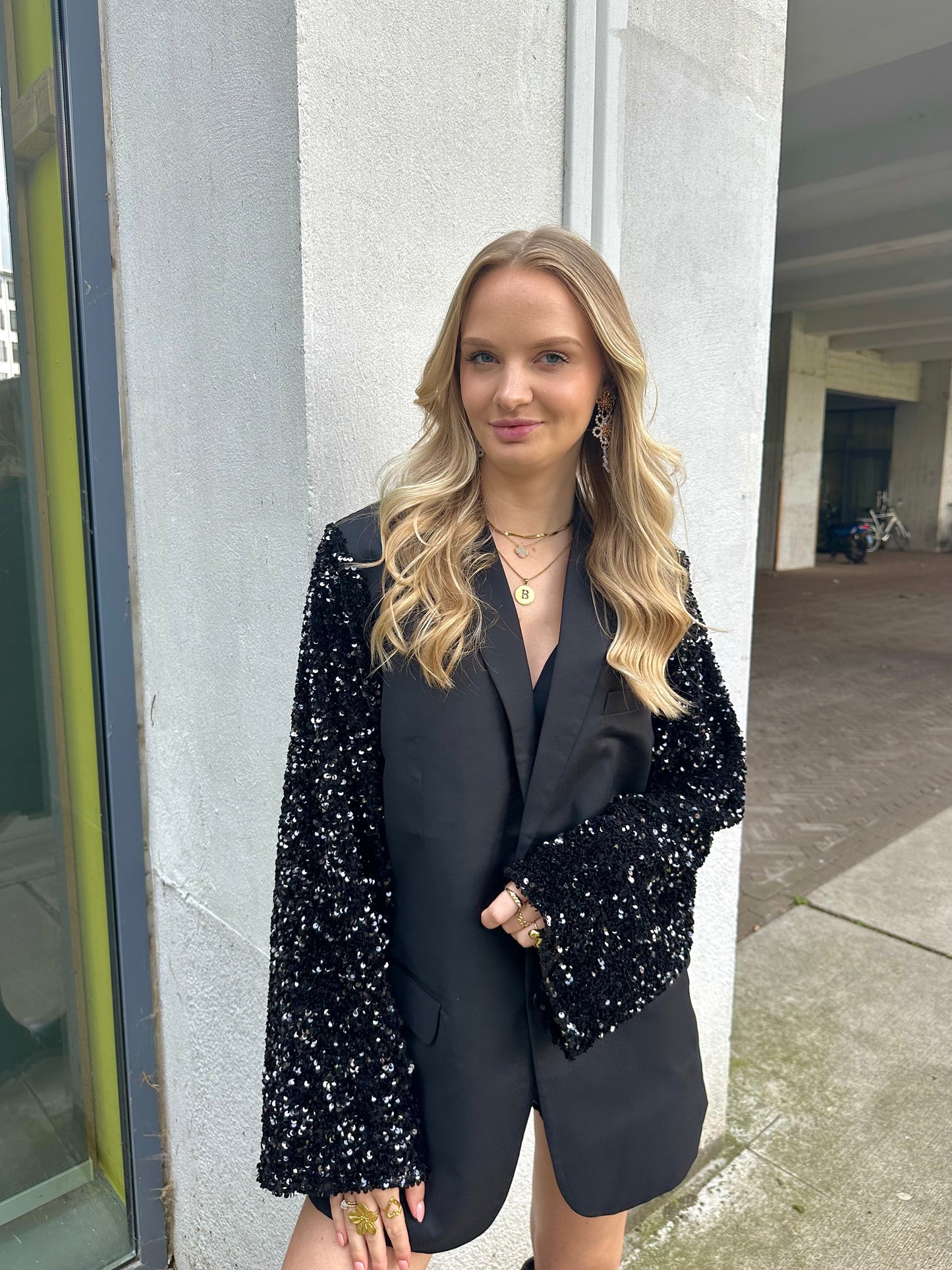 Zwarte glitter blazer