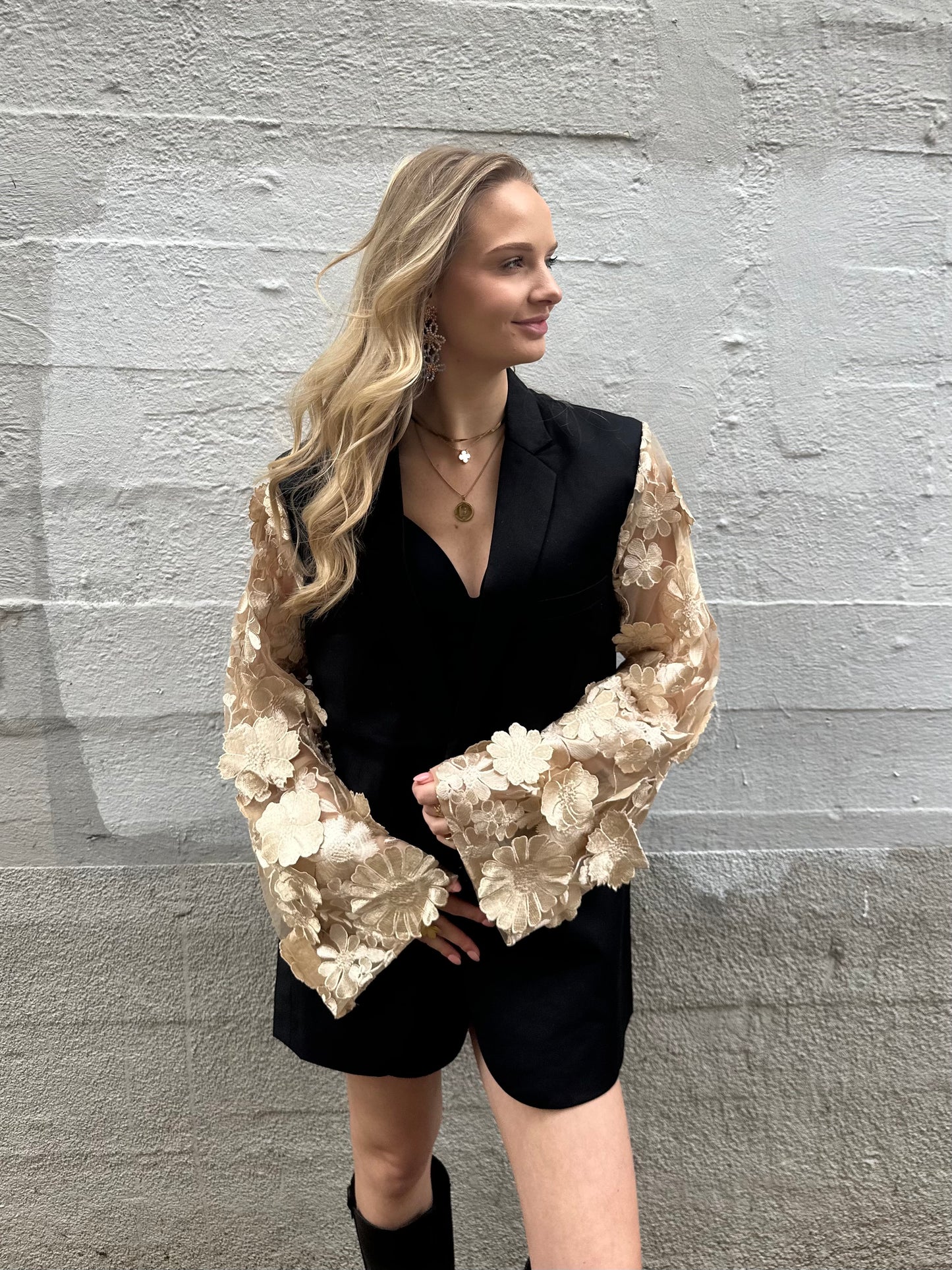 Bloemen blazer goud