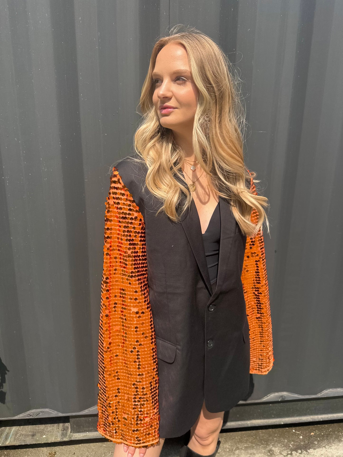 Oranje glitter blazer