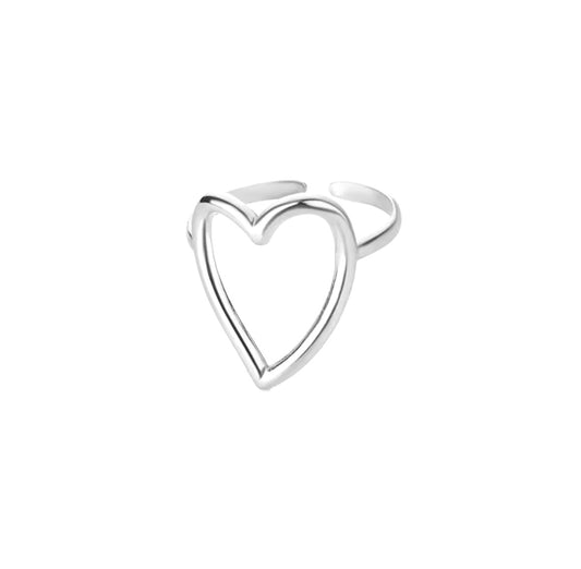 Hartjes ring zilver