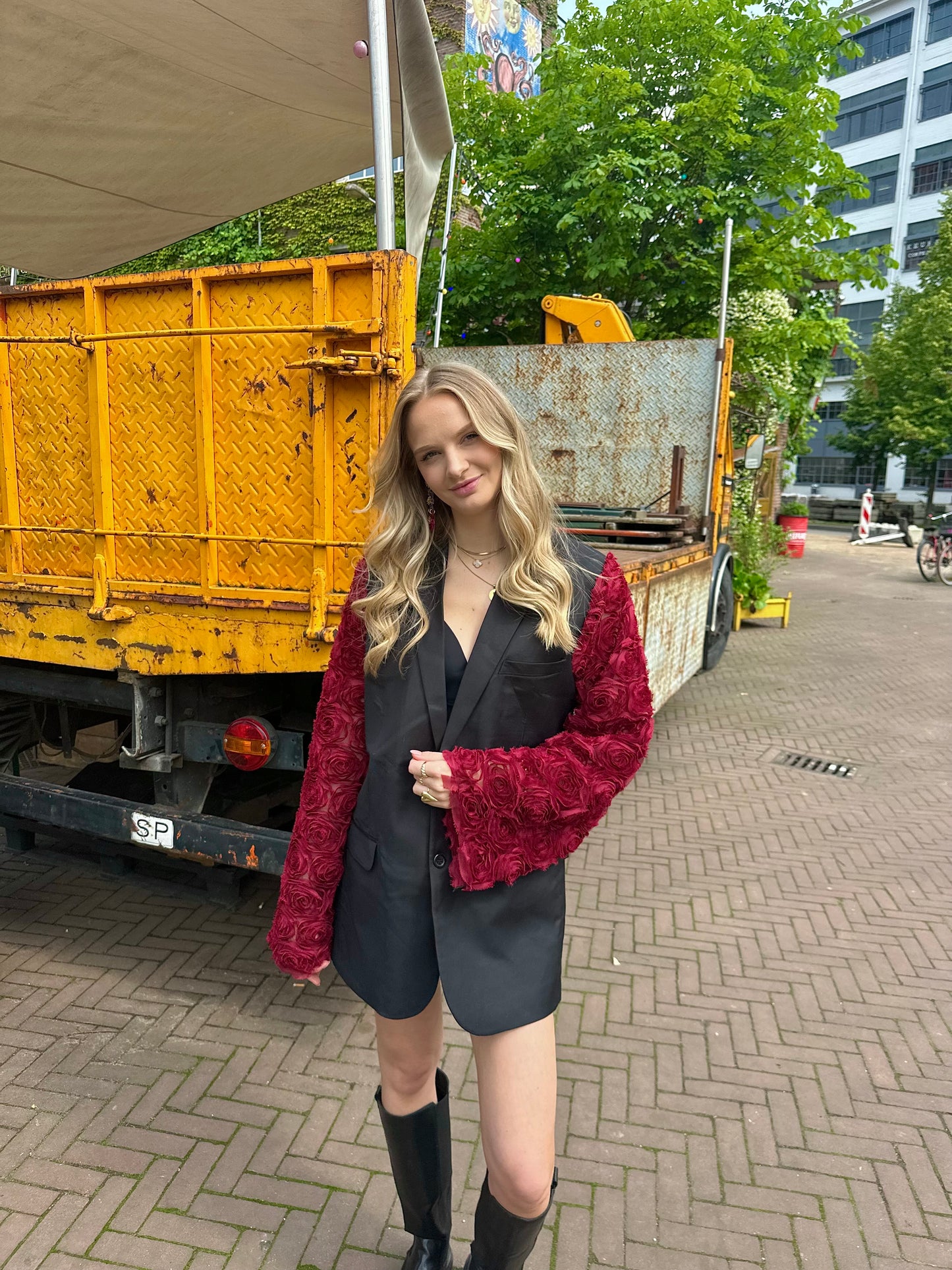 Floral blazer rood