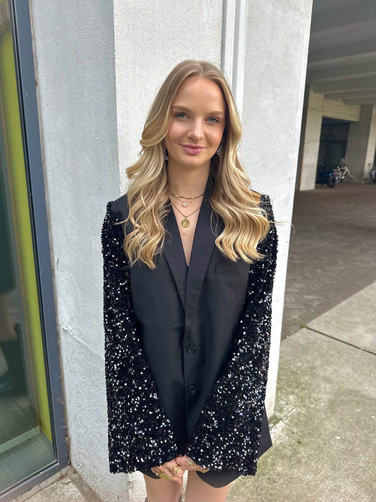 Zwarte glitter blazer