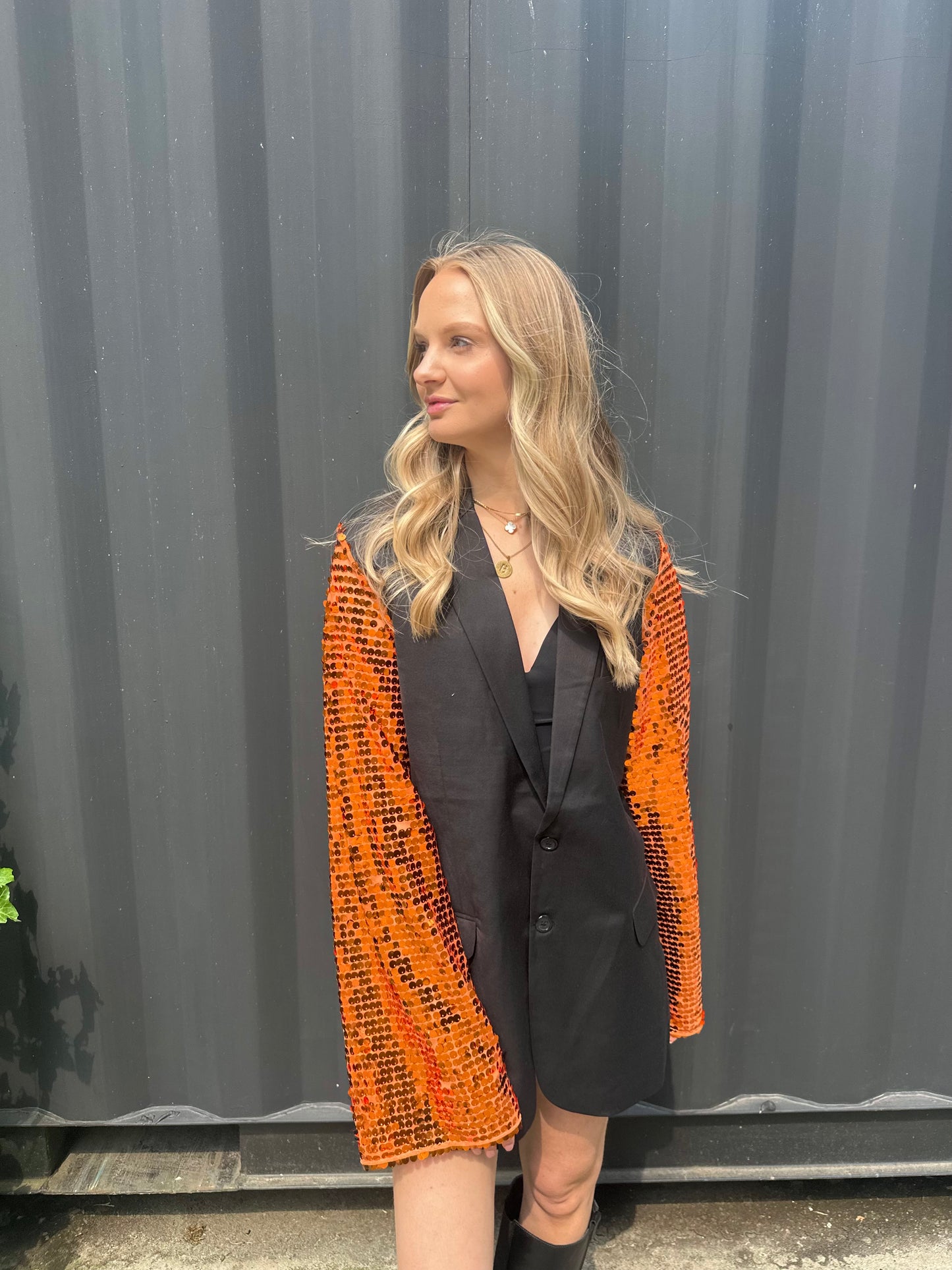 Oranje glitter blazer