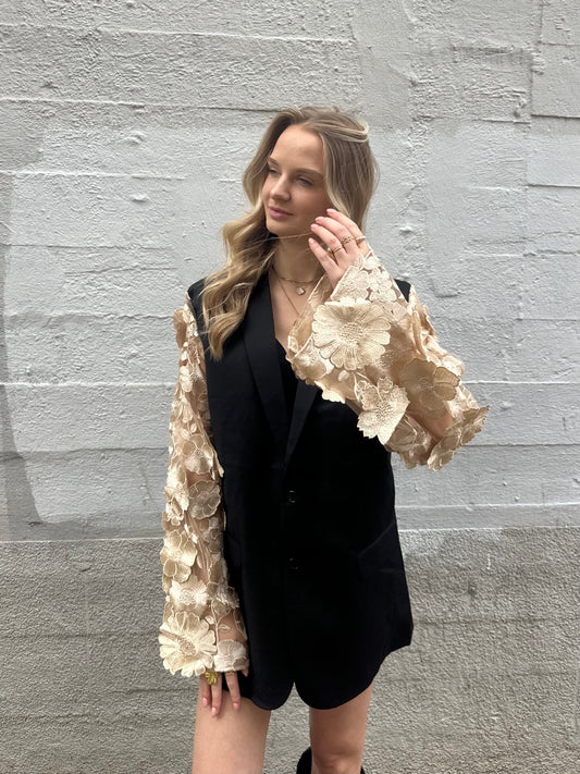 Bloemen blazer goud