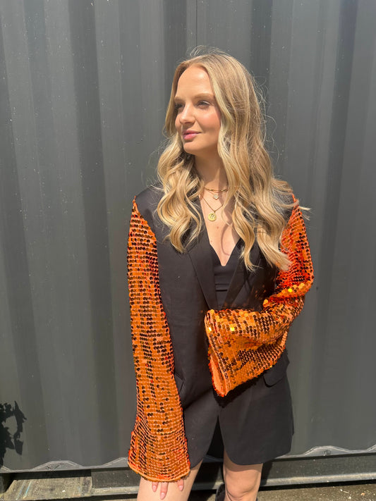 Oranje glitter blazer