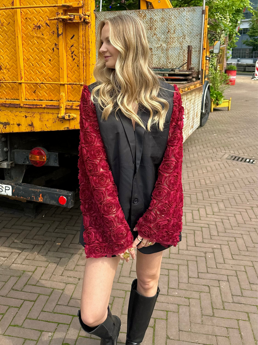 Floral blazer rood
