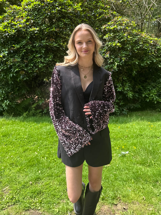 Paarse glitter blazer